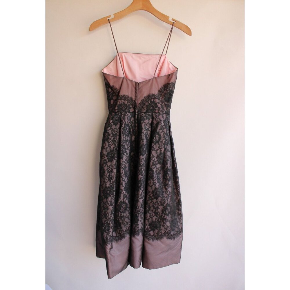 Vintage 1950s Dress, I Magnin Black and Pink Lace Fit and Flare, Extra Small - Picture 10 of 10